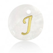 Schelp hanger 15mm letter J Gold-white